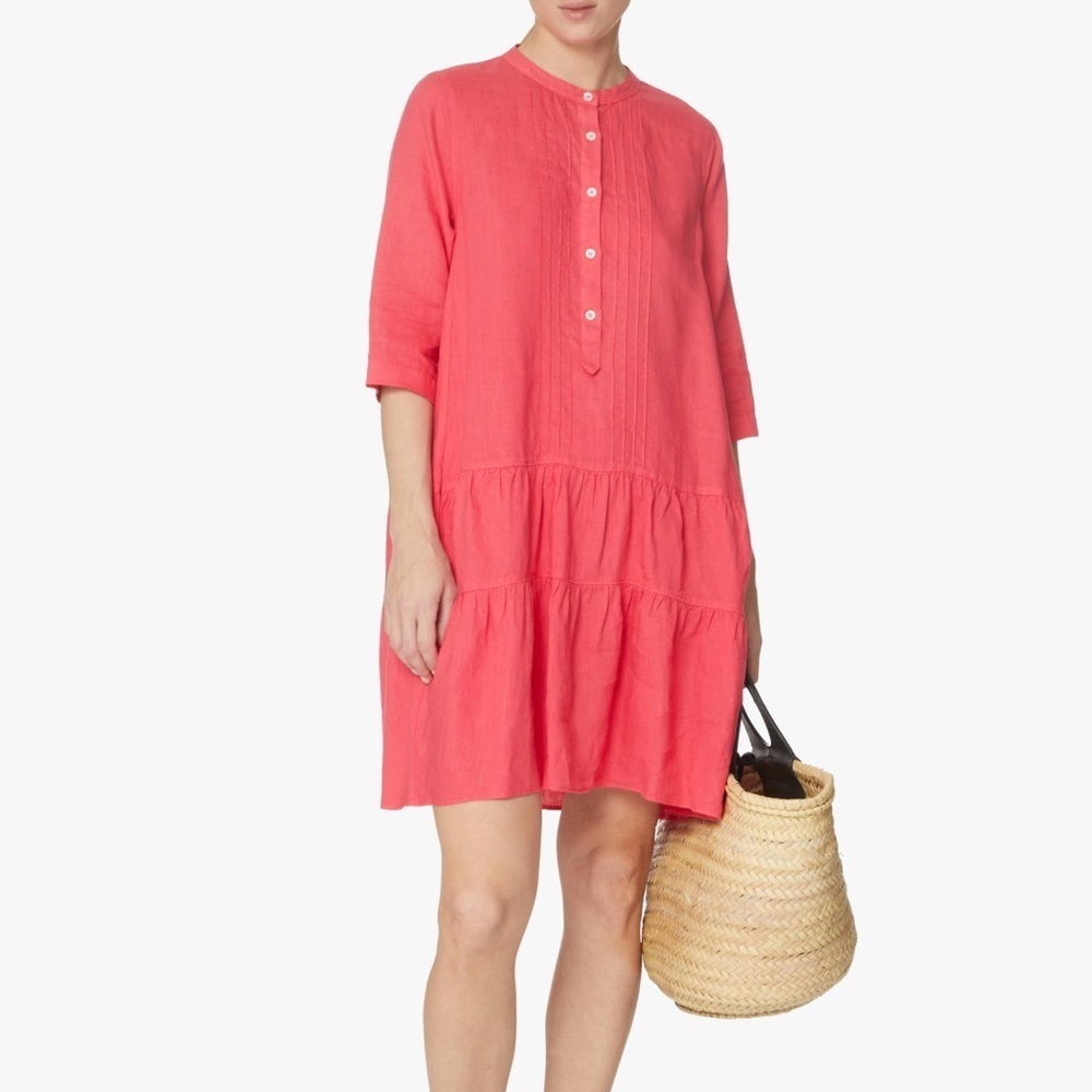Rosso35 Linen Ruffled Mini Dress in Light Pink Size 44(L-8)